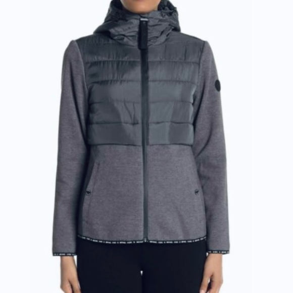 Michael Kors Hooded Quilted Knit Zip Front Jacket - Picture 5 of 8